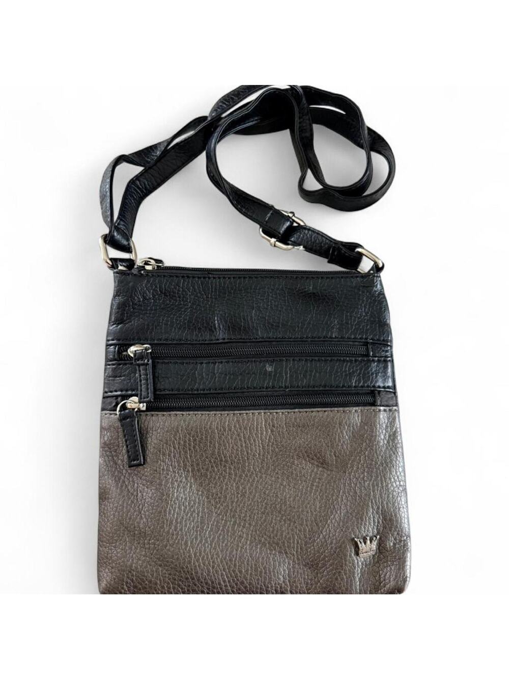 Purse king black leather crossbody